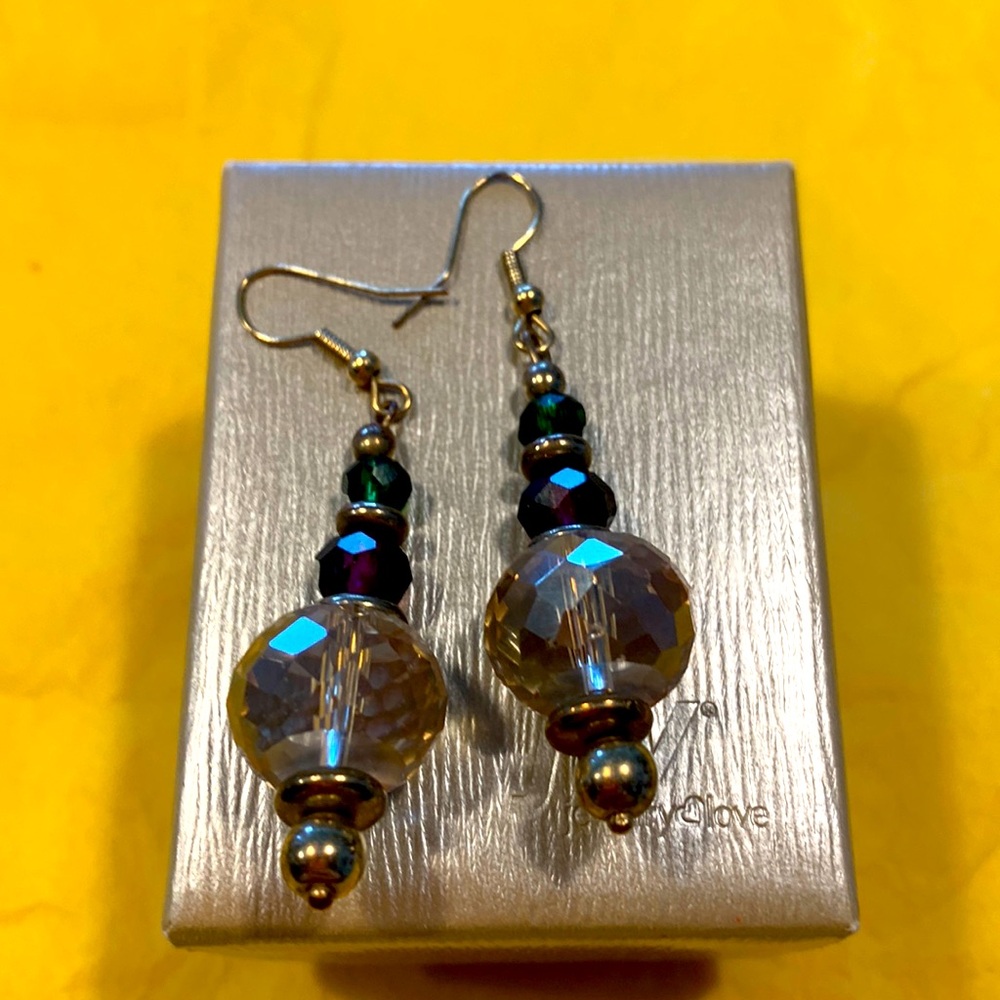 Hand Crated Swarovski Crystal fish hook earrings